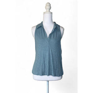 Sweet Romeo Blue Sleeveless Collared Ribbed Tank Top NWT Size XL